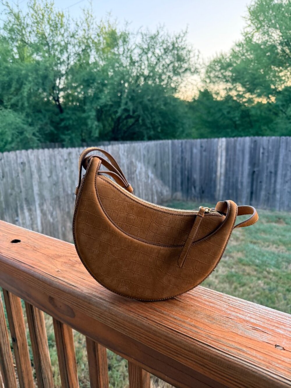 Polene numero dix w/dust bag (Crocodile Nubuck Cinnamon)